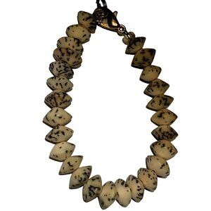 Black White Leopard Tiger Stripe Bead Bracelet 6 inch Goth Wednesday Addams